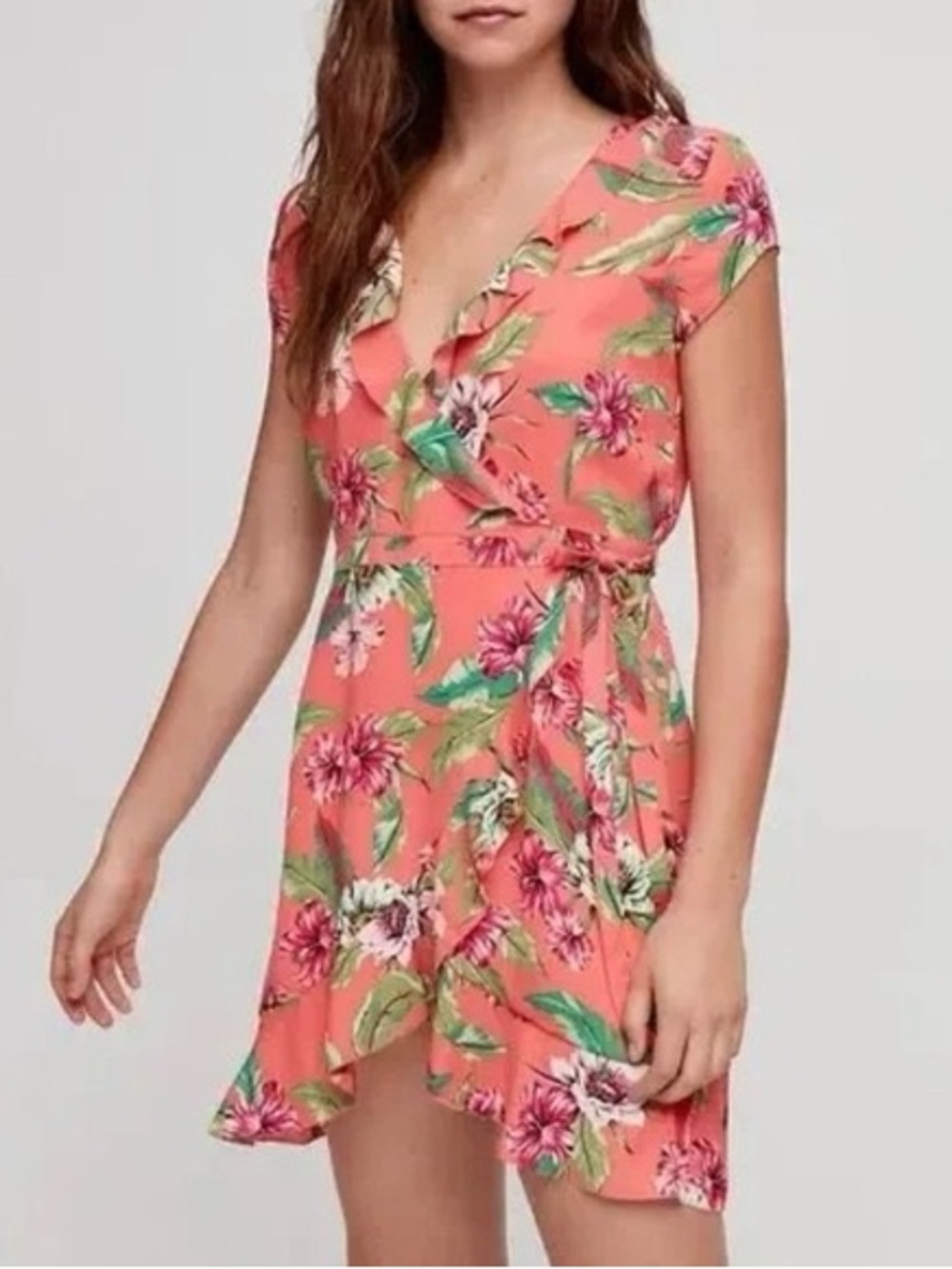 🔥ARITZIA Sunday Best Floral Wrap Mini Dress